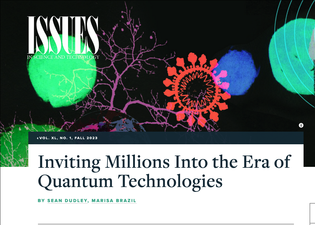 Screenshot from Issues article titled Inviting Millions into the Era of Quantum Technologies